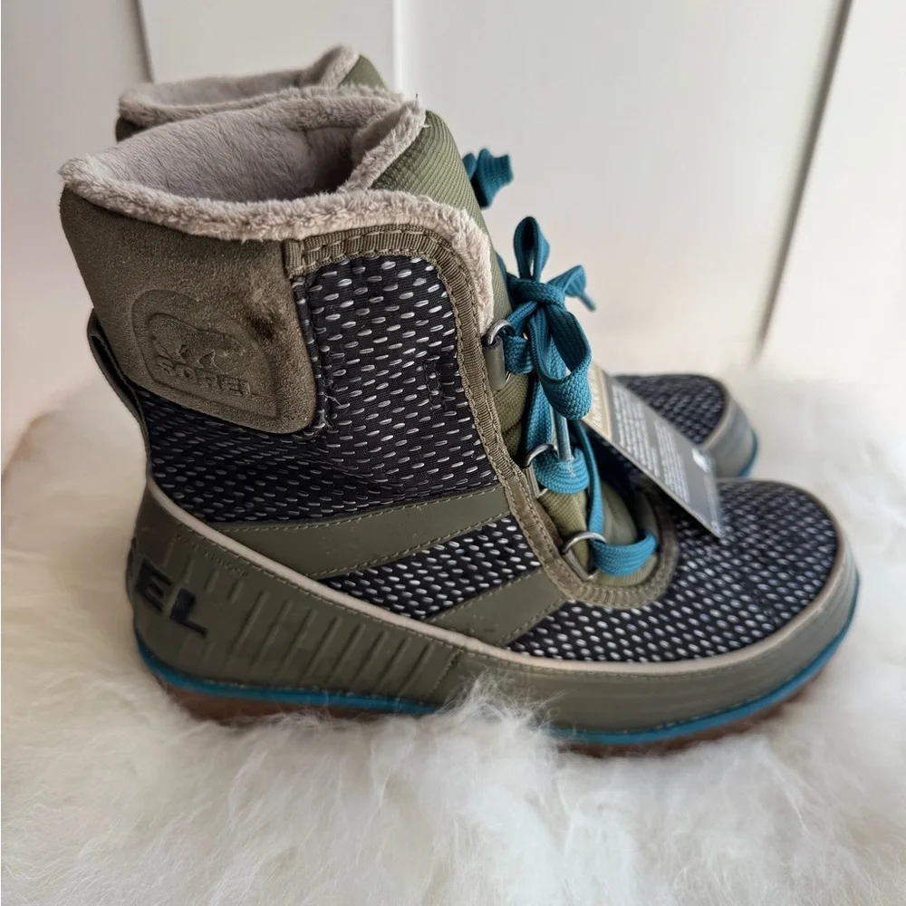 NEW Sorel Tivoli II Green Teal Waterproof Winter Lace Up Boots Women Size 7.5 - Picture 5 of 11